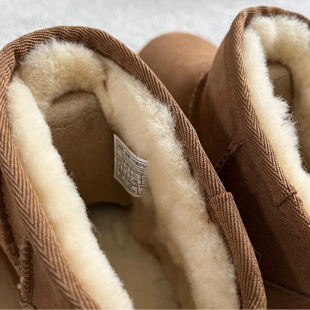 UGG ULTRA MINI Boots CHESTNUT SHEEPSKIN SUEDE - Picture 5 of 12